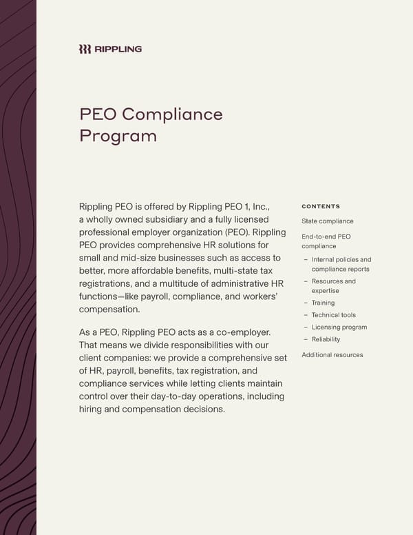 PEO Compliance Program - Page 1